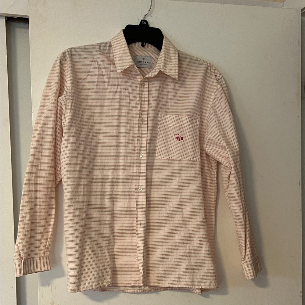 Trussardi Boys Cream Striped Button Down Shirt